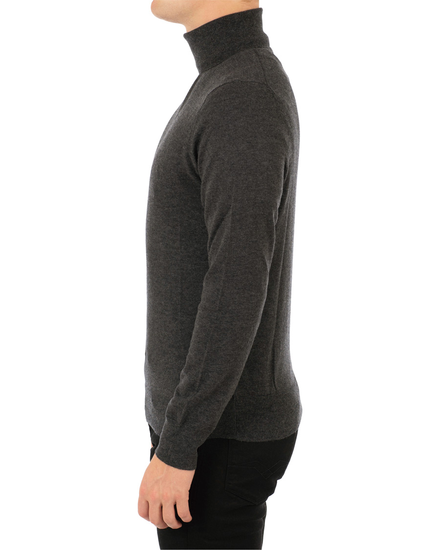 Mies | Puserot | Filippa K | Wool/Silk Rollneck Dark Grey Melange