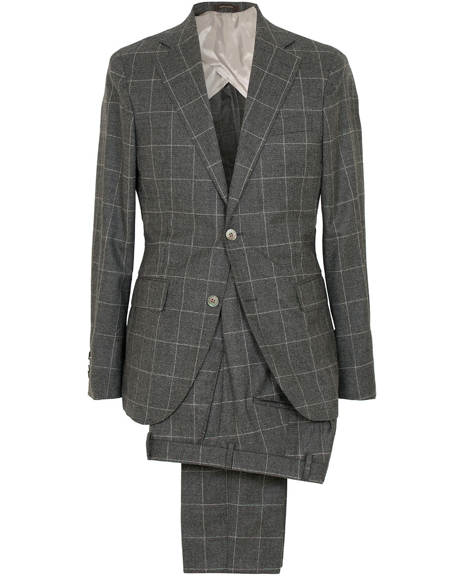Mies | Puvut | Oscar Jacobson | Egel Super 120 Wool Vitale Barberis Check Suit Grey