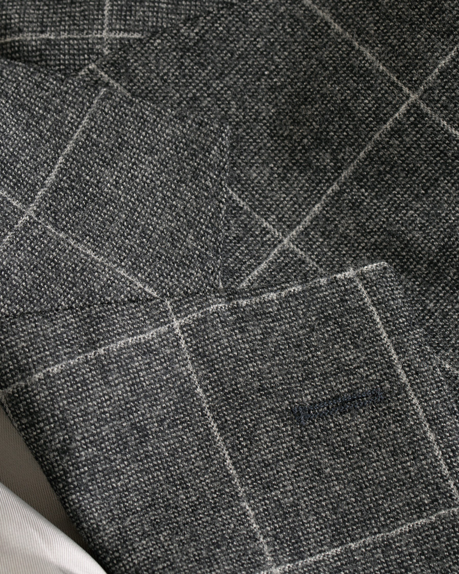 Mies | Puvut | Oscar Jacobson | Egel Super 120 Wool Vitale Barberis Check Suit Grey