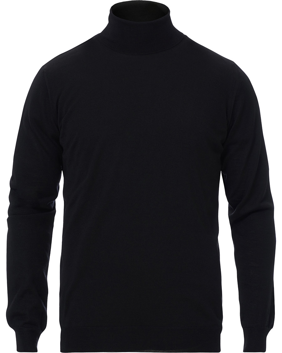 Mies | Puserot | Oscar Jacobson | Cole Extra Fine Merino Rollneck Black