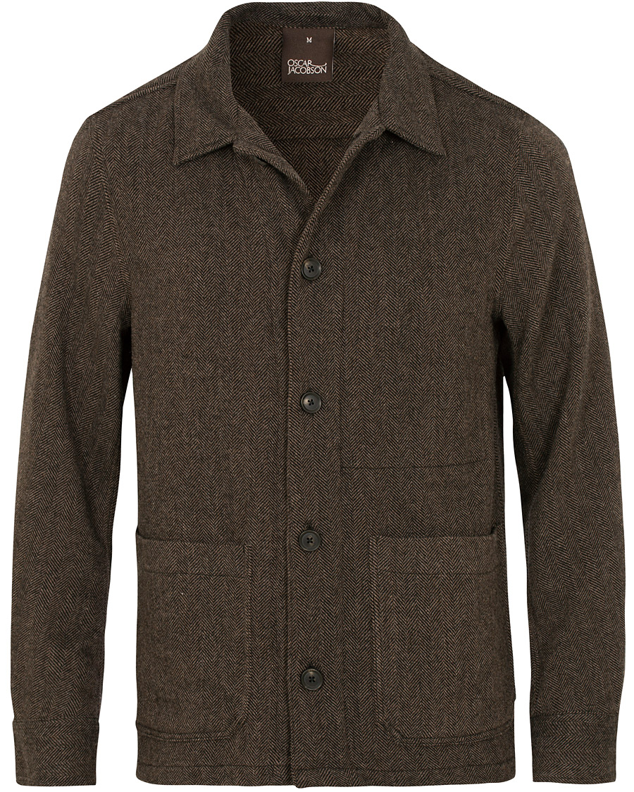 Mies | Takit | Oscar Jacobson | Hannes Herringbone Shirt Jacket Brown