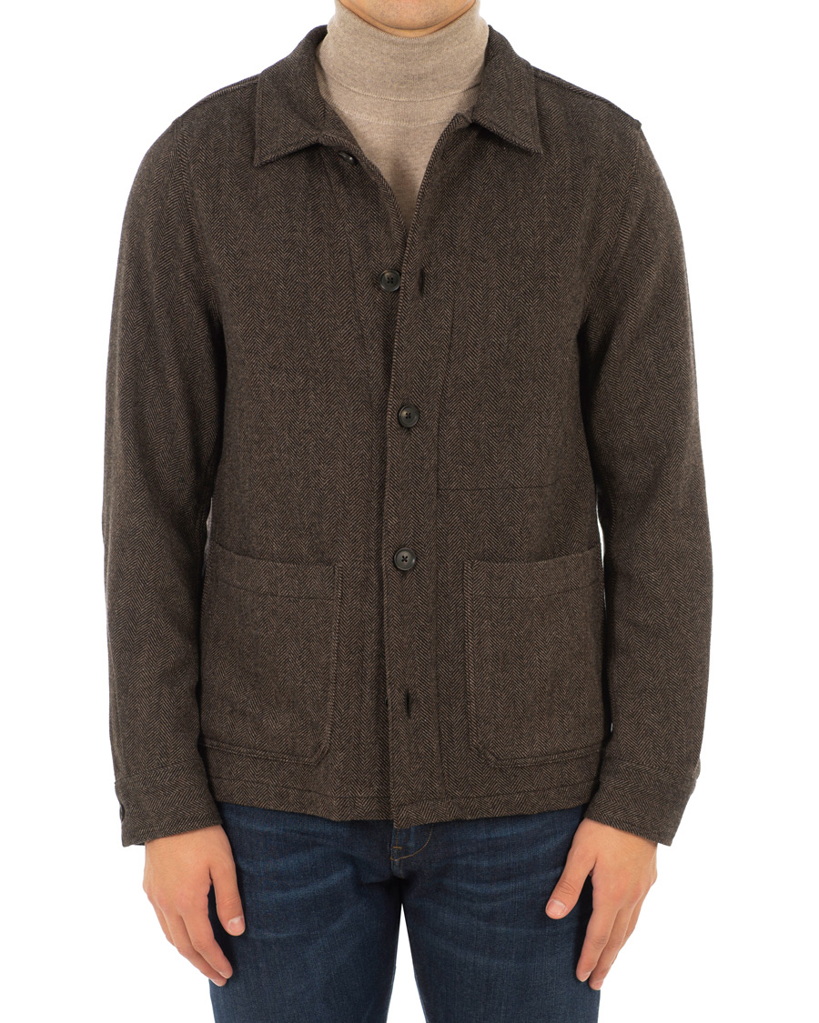 Mies | Takit | Oscar Jacobson | Hannes Herringbone Shirt Jacket Brown