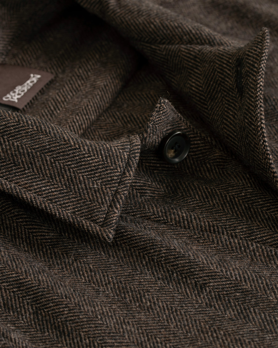 Mies | Takit | Oscar Jacobson | Hannes Herringbone Shirt Jacket Brown