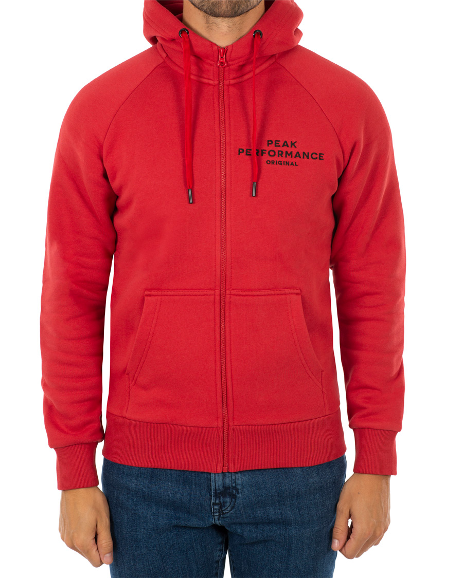 Mies | Puserot | Peak Performance | Logo Zip Hoodie Red