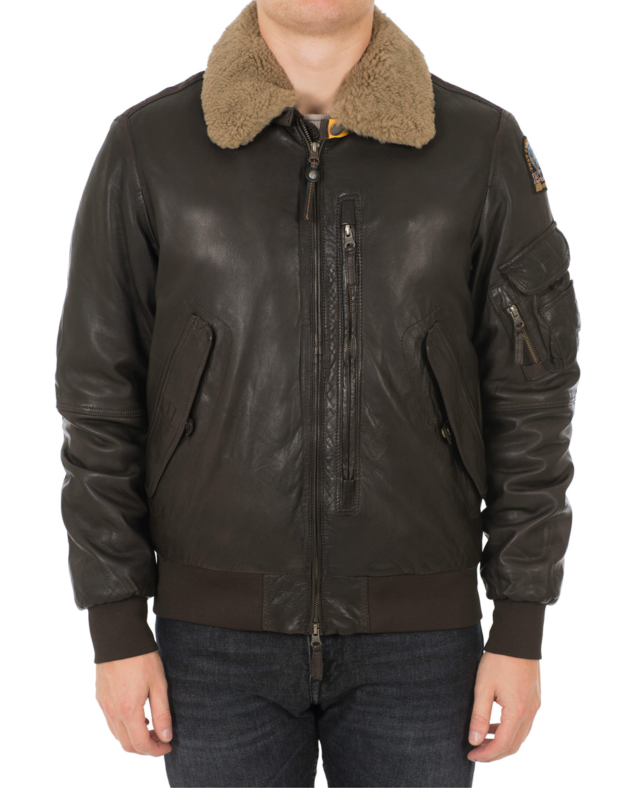 Mies | Takit | Parajumpers | Josh Leather Jacket Dark Brown
