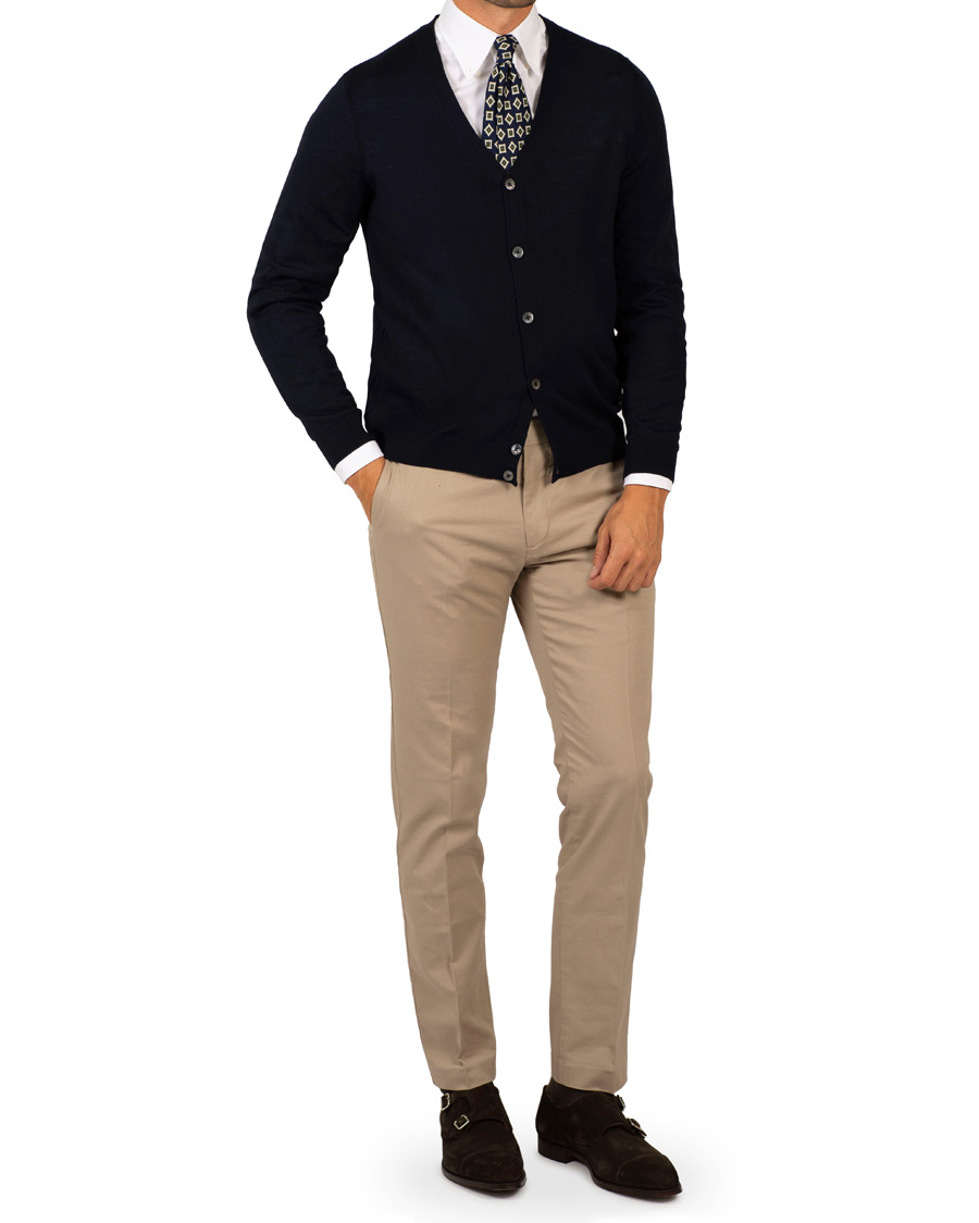 Mies | Puserot | BOSS BLACK | BOSS Mardon Extra Fine Merino Cardigan Dark Navy