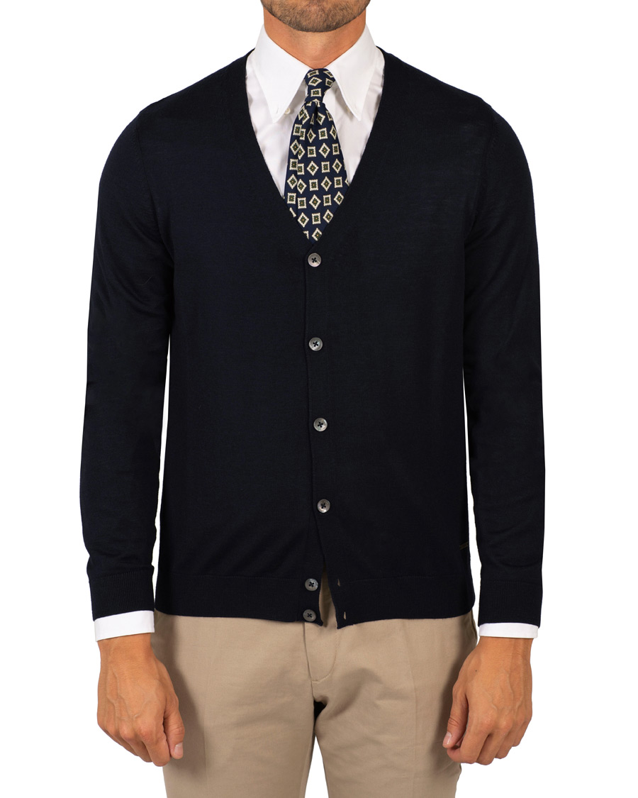 Mies | Puserot | BOSS BLACK | BOSS Mardon Extra Fine Merino Cardigan Dark Navy