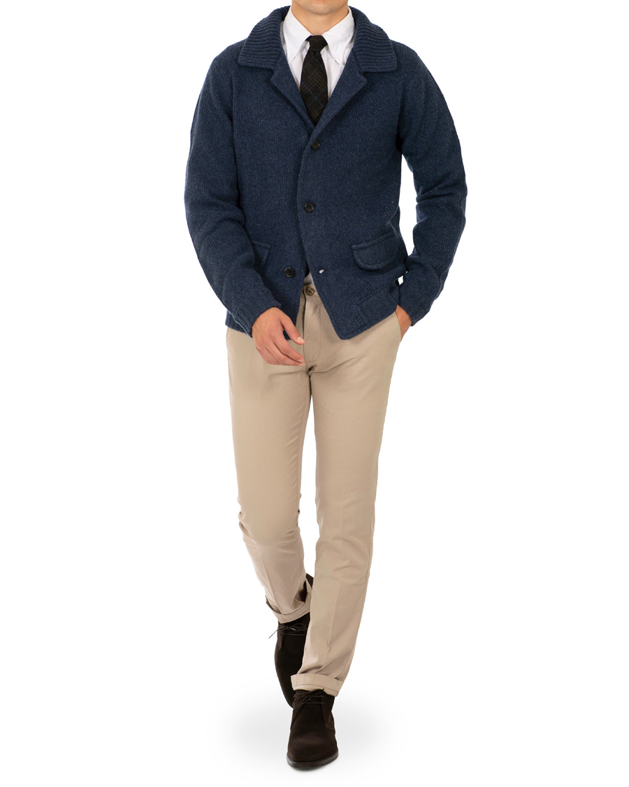 Mies | Puserot | Stenströms | Merino Wool Knitted Cardigan Navy