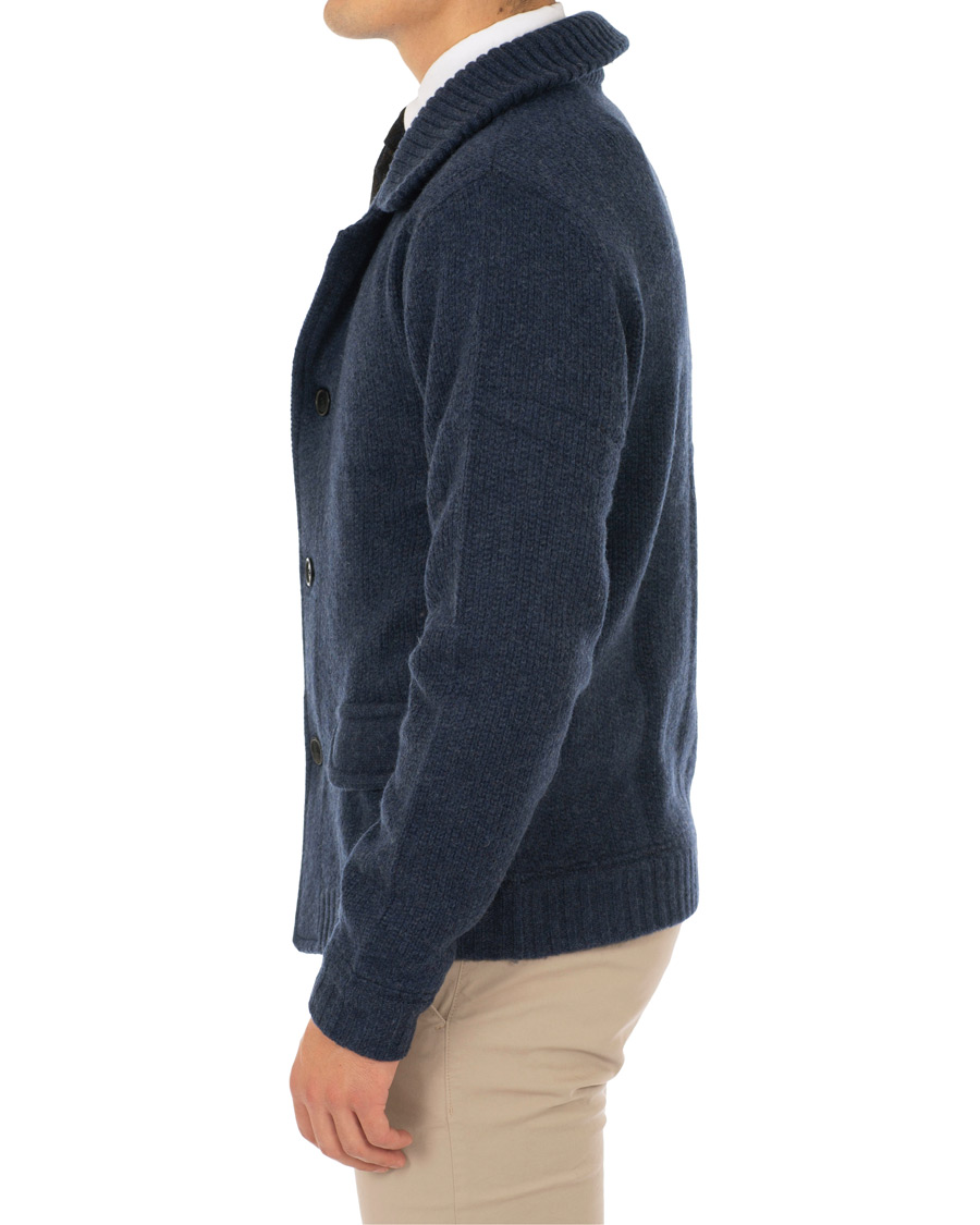 Mies | Puserot | Stenströms | Merino Wool Knitted Cardigan Navy