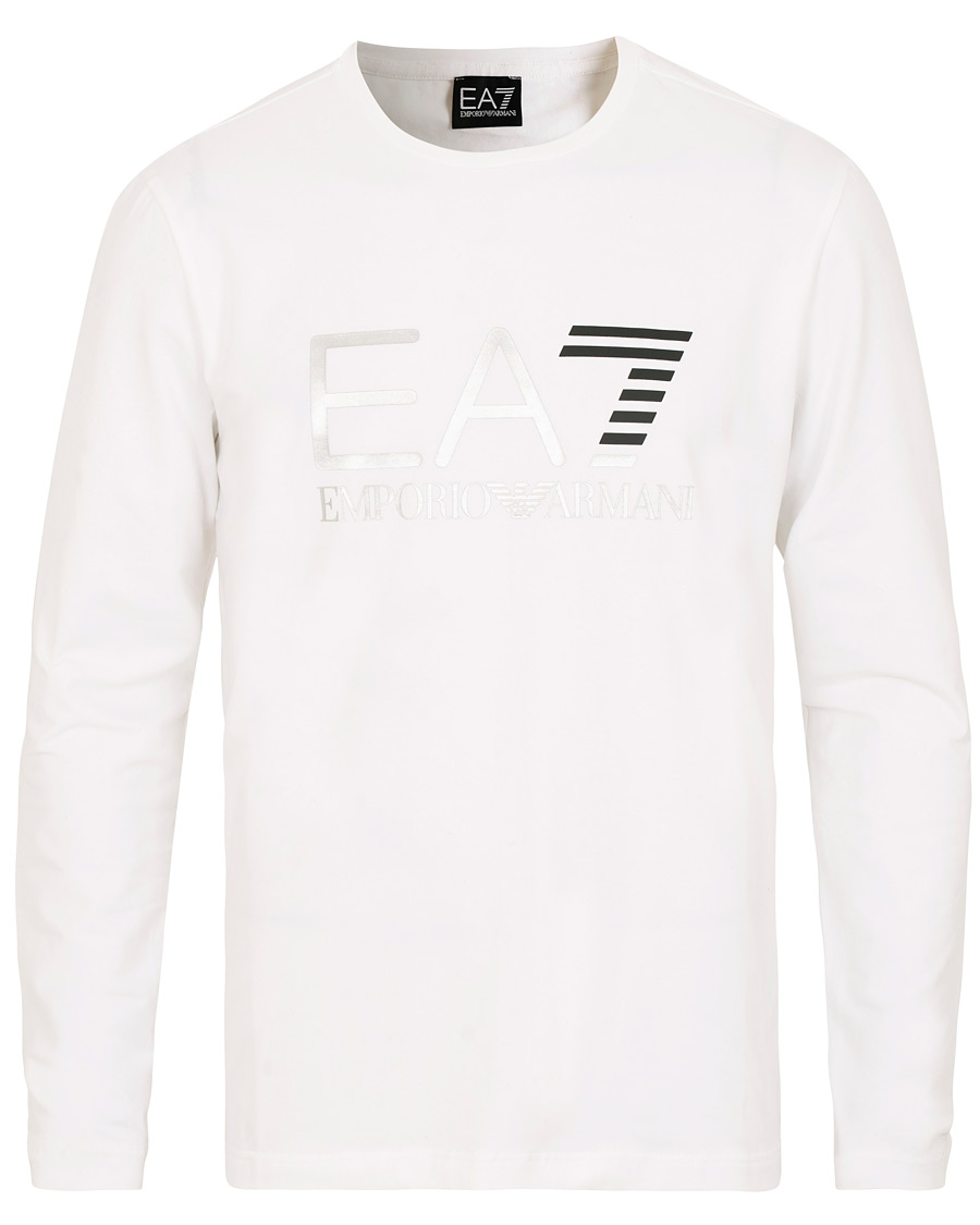 Mies | T-paidat | EA7 | Train Logo Crew Neck Long Sleeve Tee White