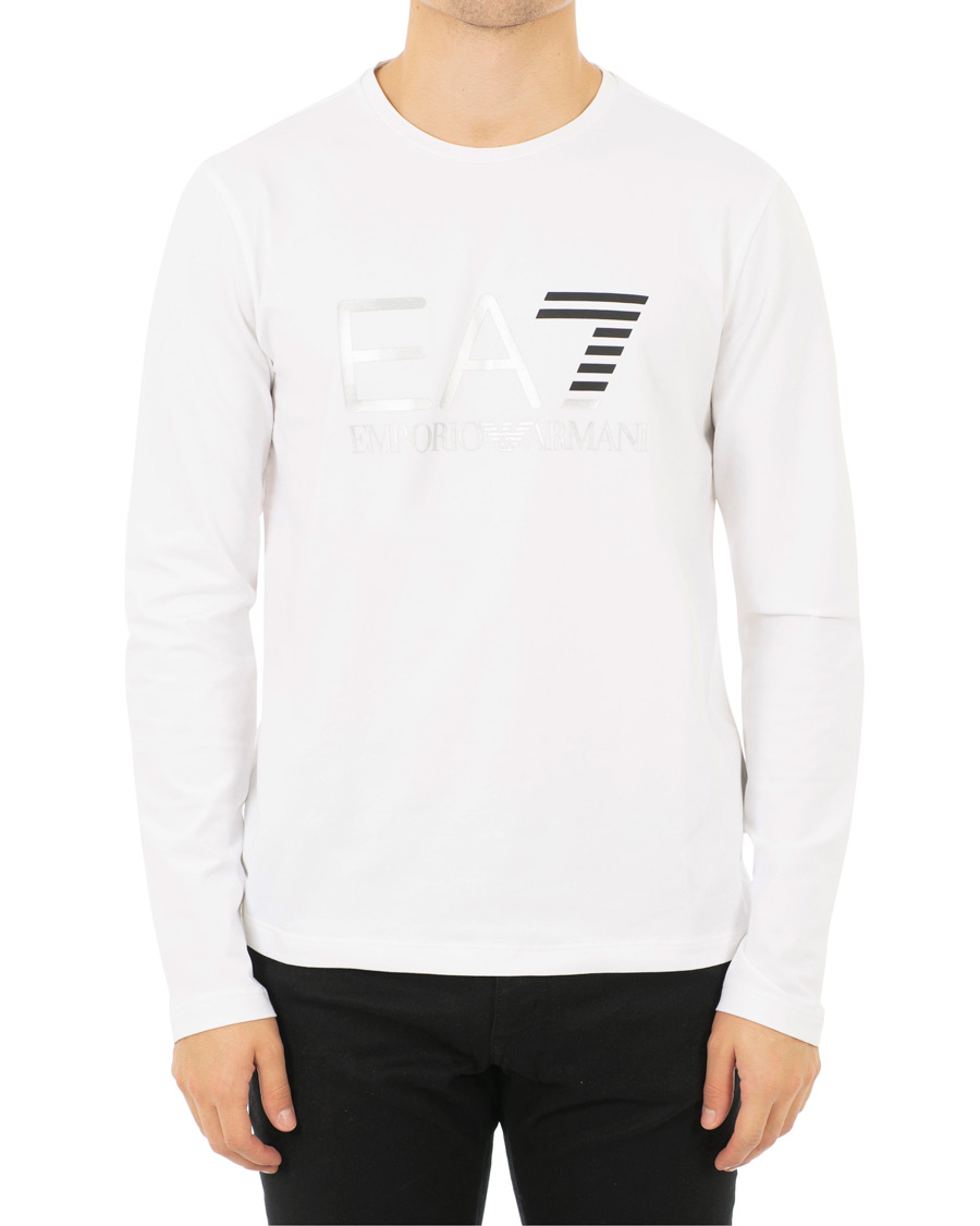 Mies | T-paidat | EA7 | Train Logo Crew Neck Long Sleeve Tee White