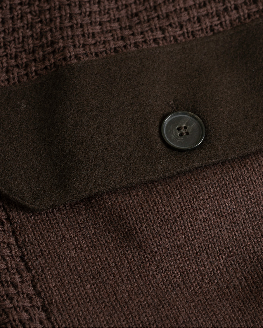Mies | Puserot | Hackett | Flannel Textured Full Zip Brown