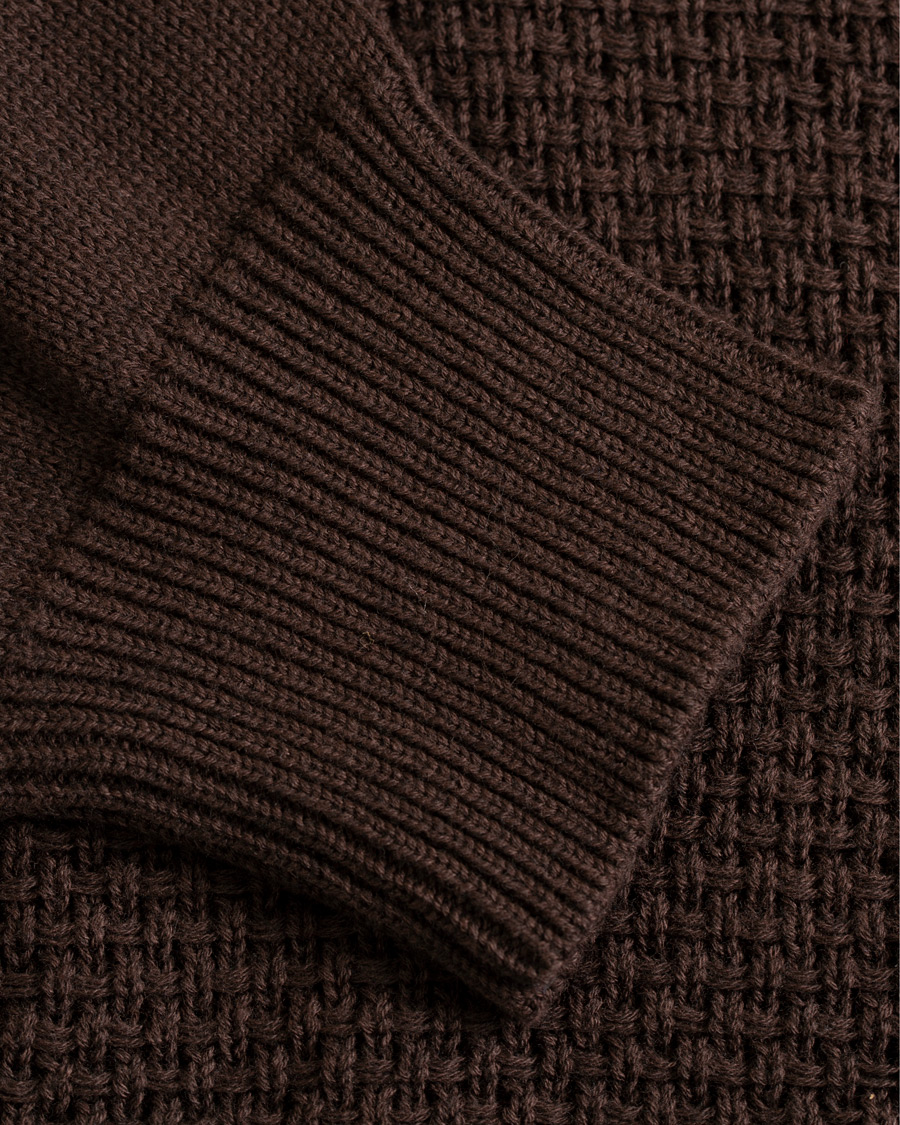 Mies | Puserot | Hackett | Flannel Textured Full Zip Brown