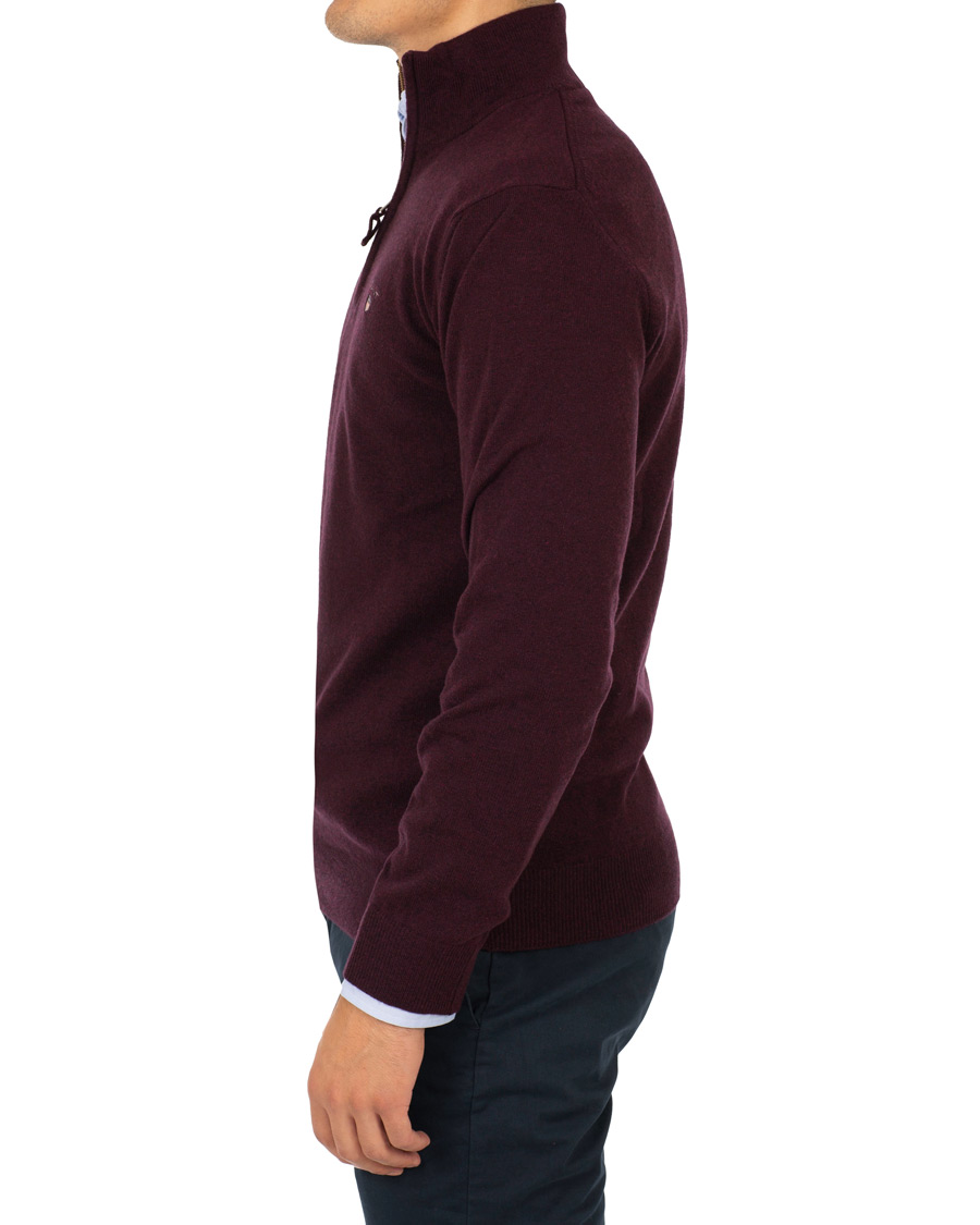 Mies | Puserot | Gant | Superfine Lambswool Half Zip Dark Burgundy Melange