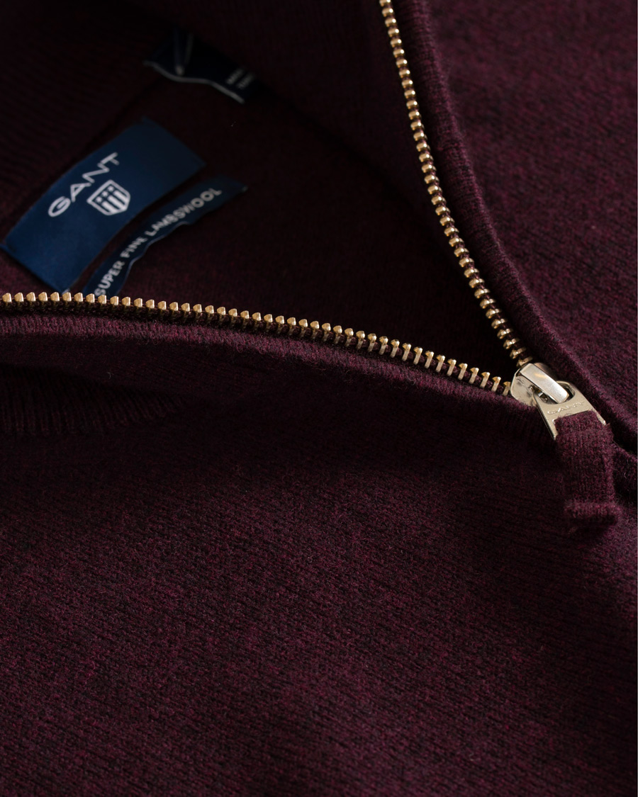 Mies | Puserot | Gant | Superfine Lambswool Half Zip Dark Burgundy Melange
