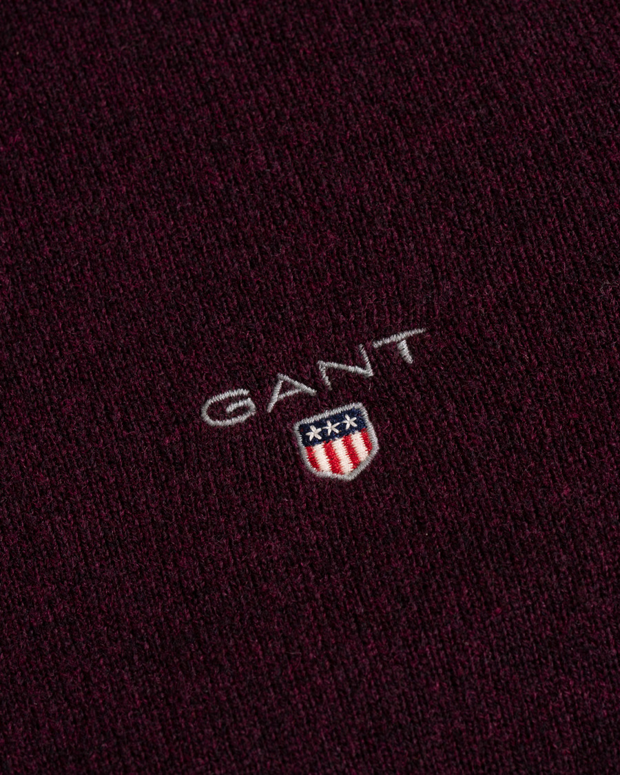 Mies | Puserot | Gant | Superfine Lambswool Half Zip Dark Burgundy Melange