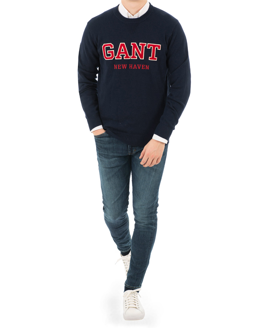 Mies | Puserot | GANT | Logo Crew Neck Marine