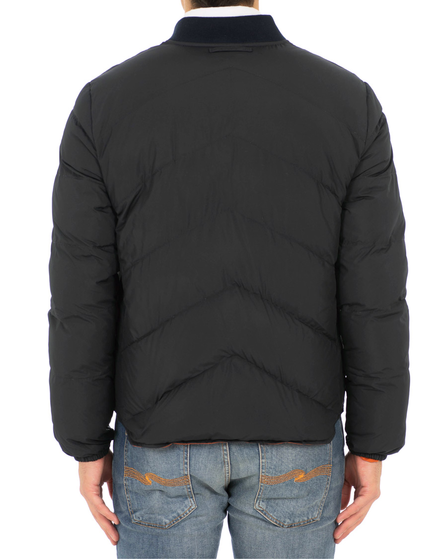 Mies | Takit | The Workers Club | Reversible Down Filled Bomber Navy/Orange