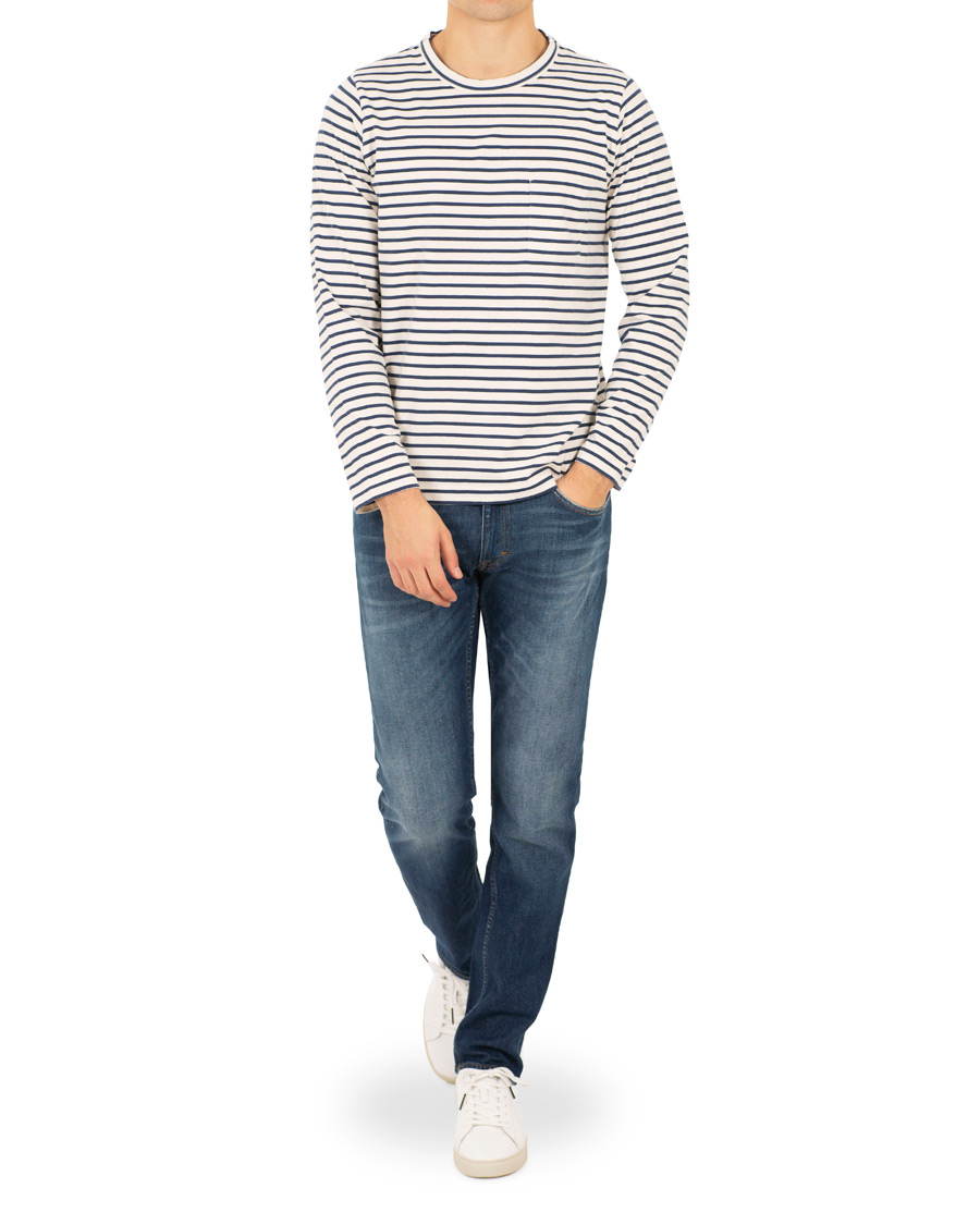 Mies | T-paidat | The Workers Club | Breton Stripe Sweater White/Navy