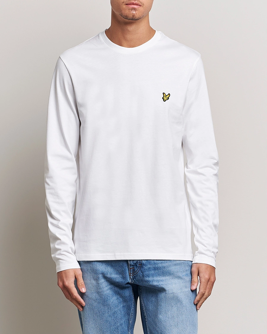 Mies |  | Lyle & Scott | Plain Long Sleeve Cotton T-Shirt White