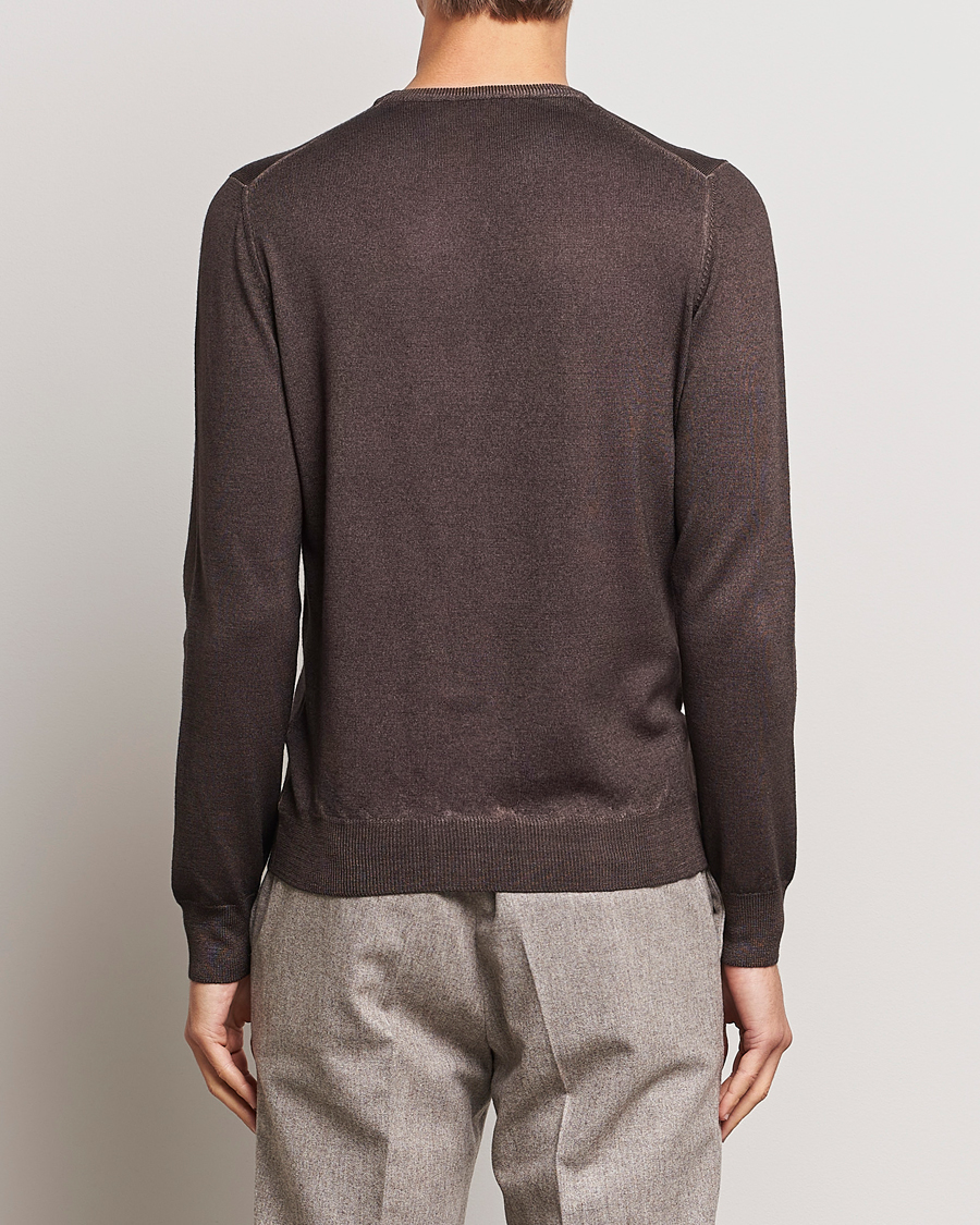 Mies | Puserot | Gran Sasso | Vintage Merino Fashion Fit Crew Neck Pullover Brown