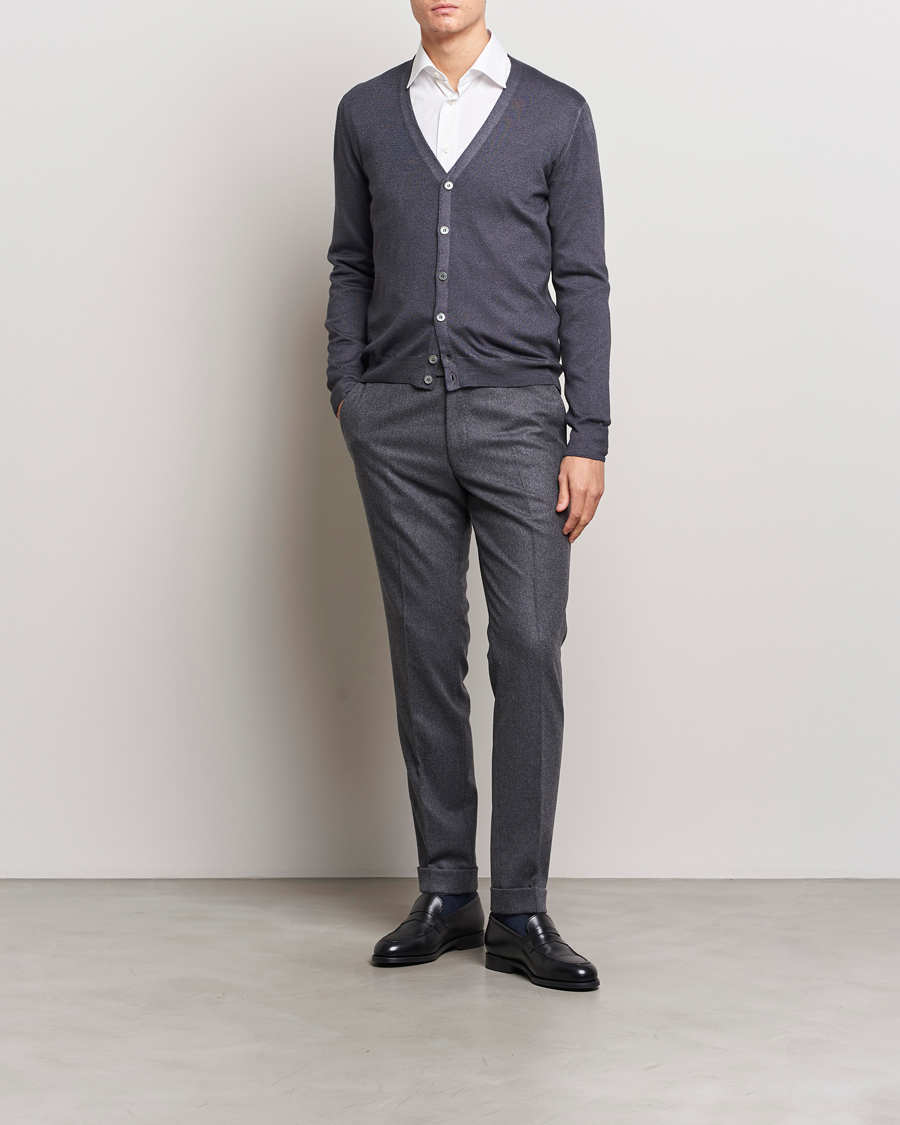 Mies | Puserot | Gran Sasso | Vintage Merino Fashion Fit Cardigan Charcoal