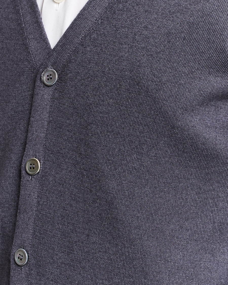 Mies | Puserot | Gran Sasso | Vintage Merino Fashion Fit Cardigan Charcoal