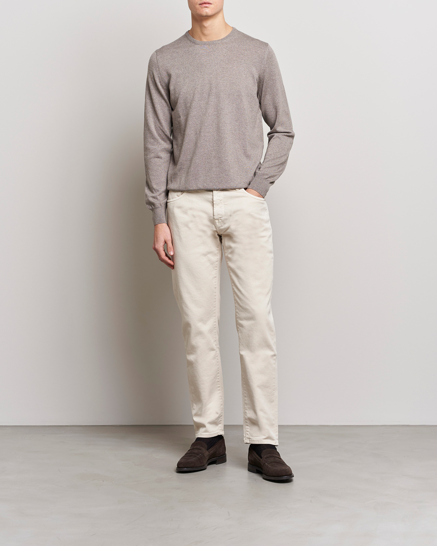 Mies | Puserot | Gran Sasso | Merino Fashion Fit Crew Neck Pullover Beige