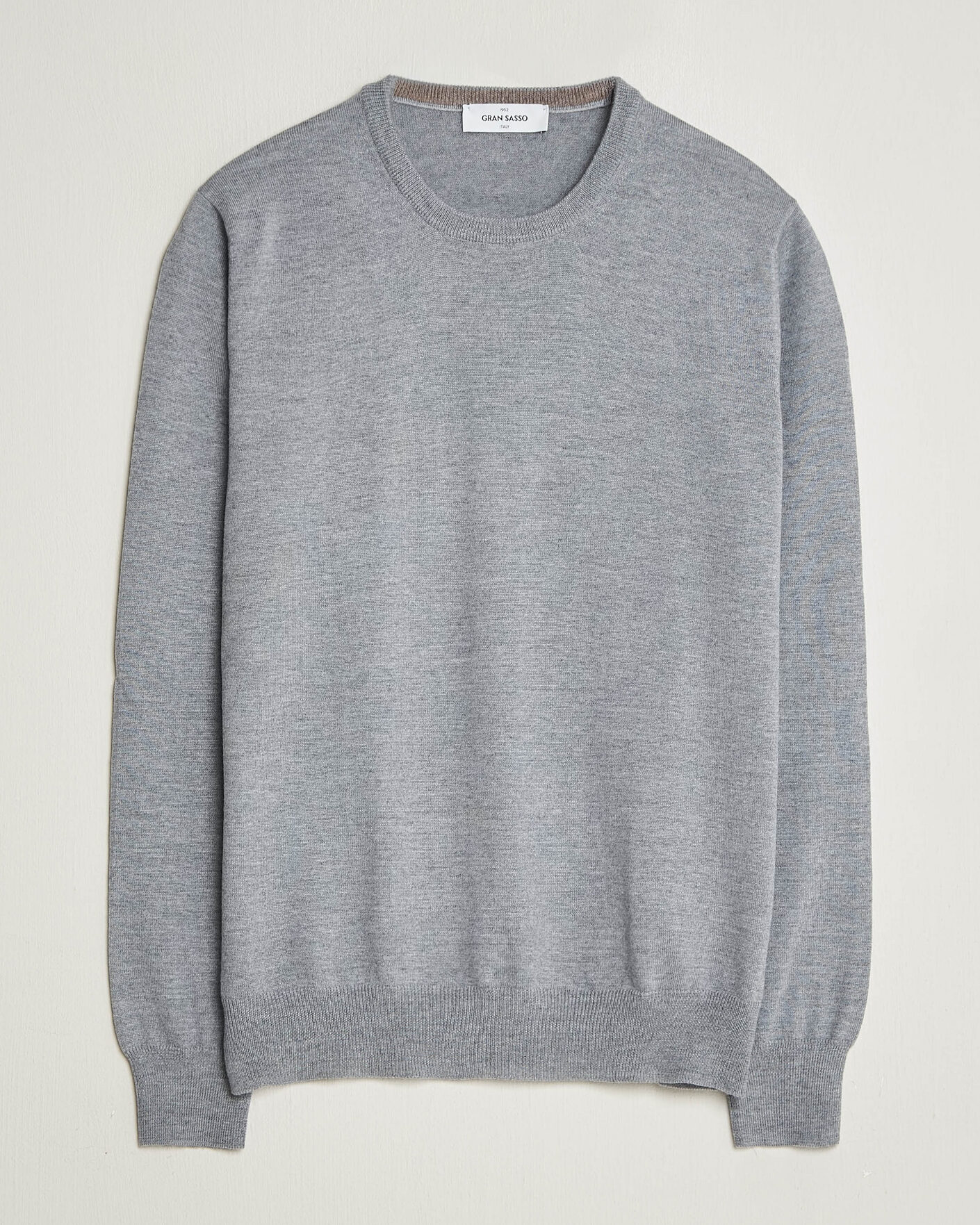 Mies | Puserot | Gran Sasso | Merino Fashion Fit Crew Neck Pullover Light Grey