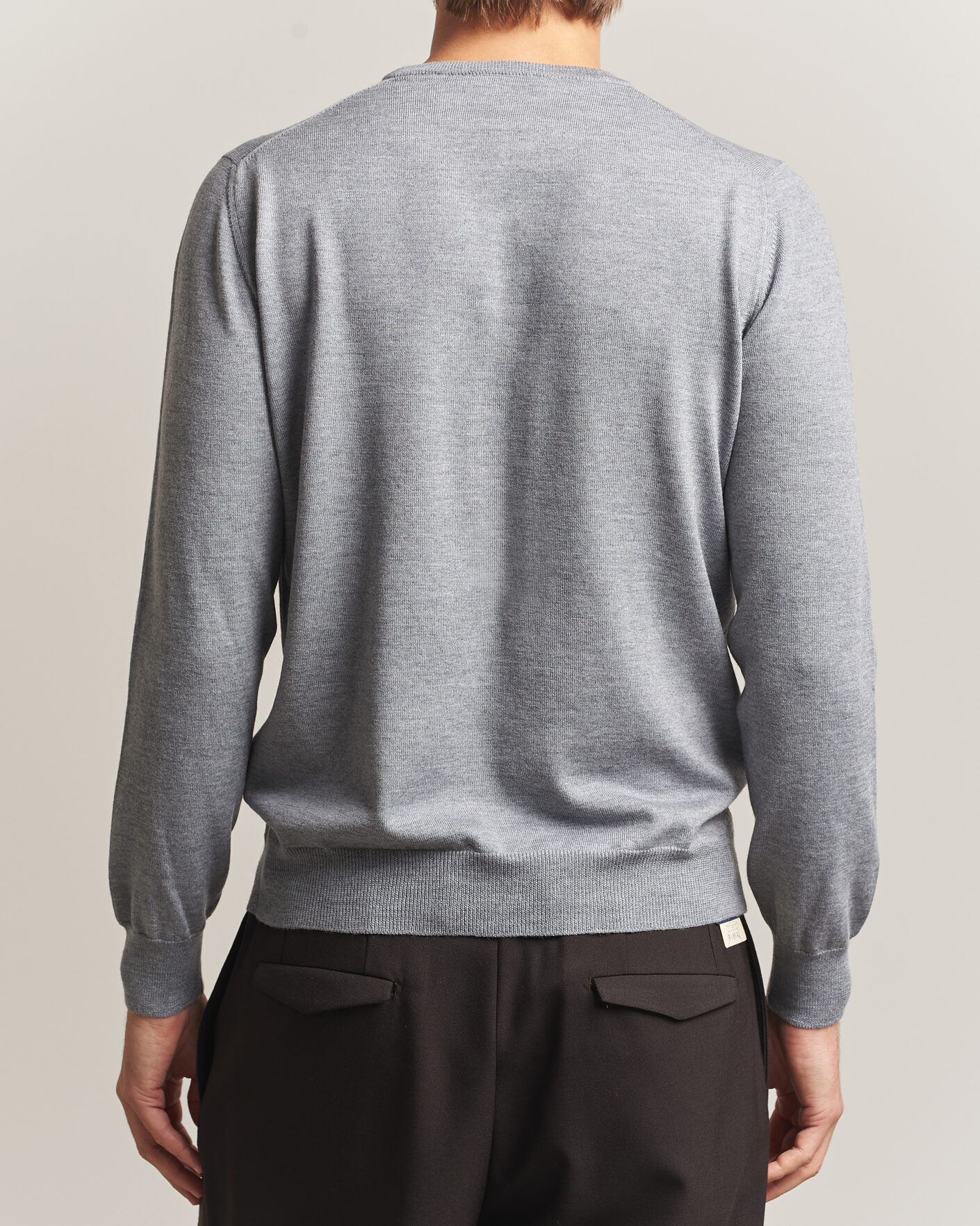 Mies | Puserot | Gran Sasso | Merino Fashion Fit Crew Neck Pullover Light Grey