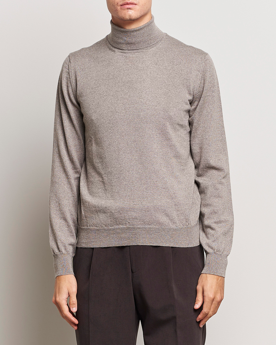Mies | Puserot | Gran Sasso | Merino Fashion Fit Rollneck Beige