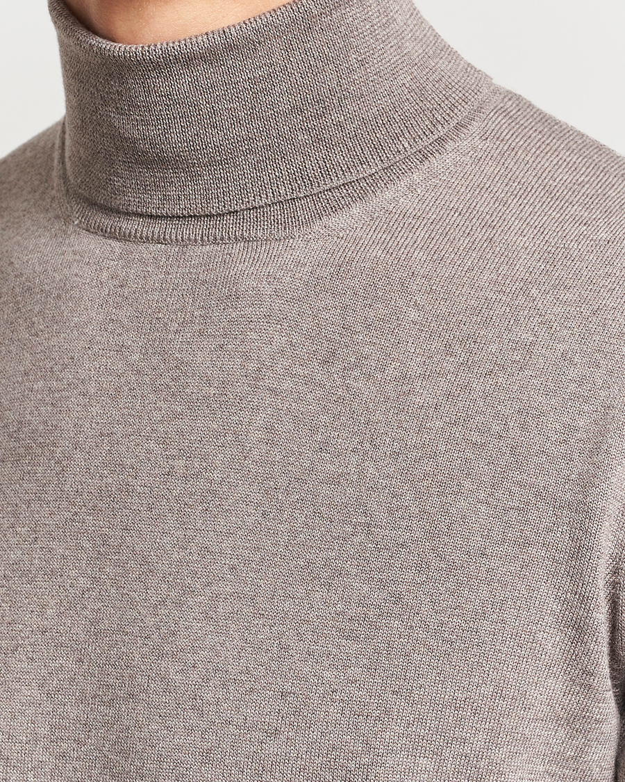 Mies | Puserot | Gran Sasso | Merino Fashion Fit Rollneck Beige