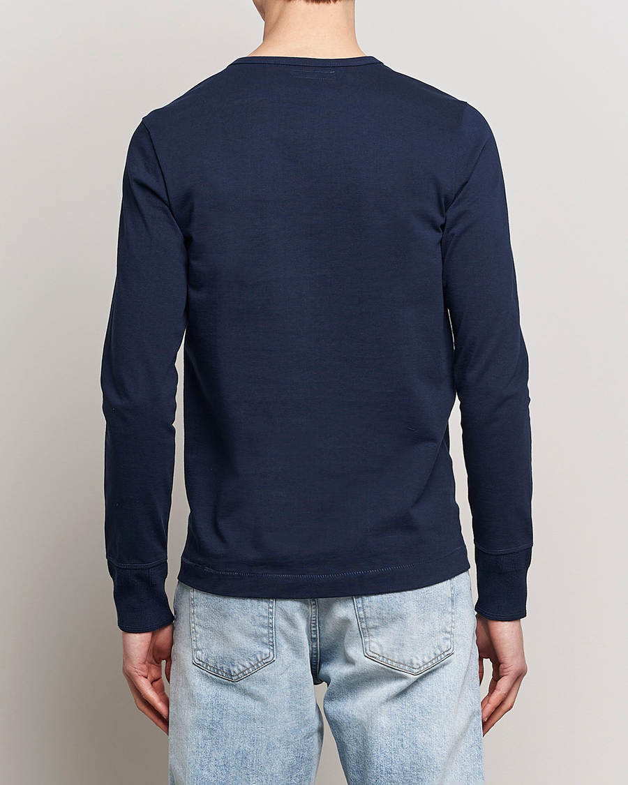 Mies | Puserot | Merz b. Schwanen | Classic Organic Cotton Henley Sweater Ink Blue