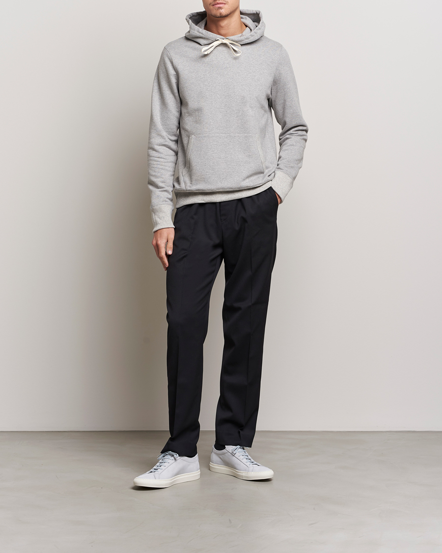 Mies | Puserot | Merz b. Schwanen | Cotton Loopwheeled Hoodie Grey Melange