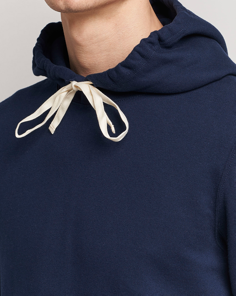 Mies | Puserot | Merz b. Schwanen | Cotton Loopwheeled Hoodie Ink Blue