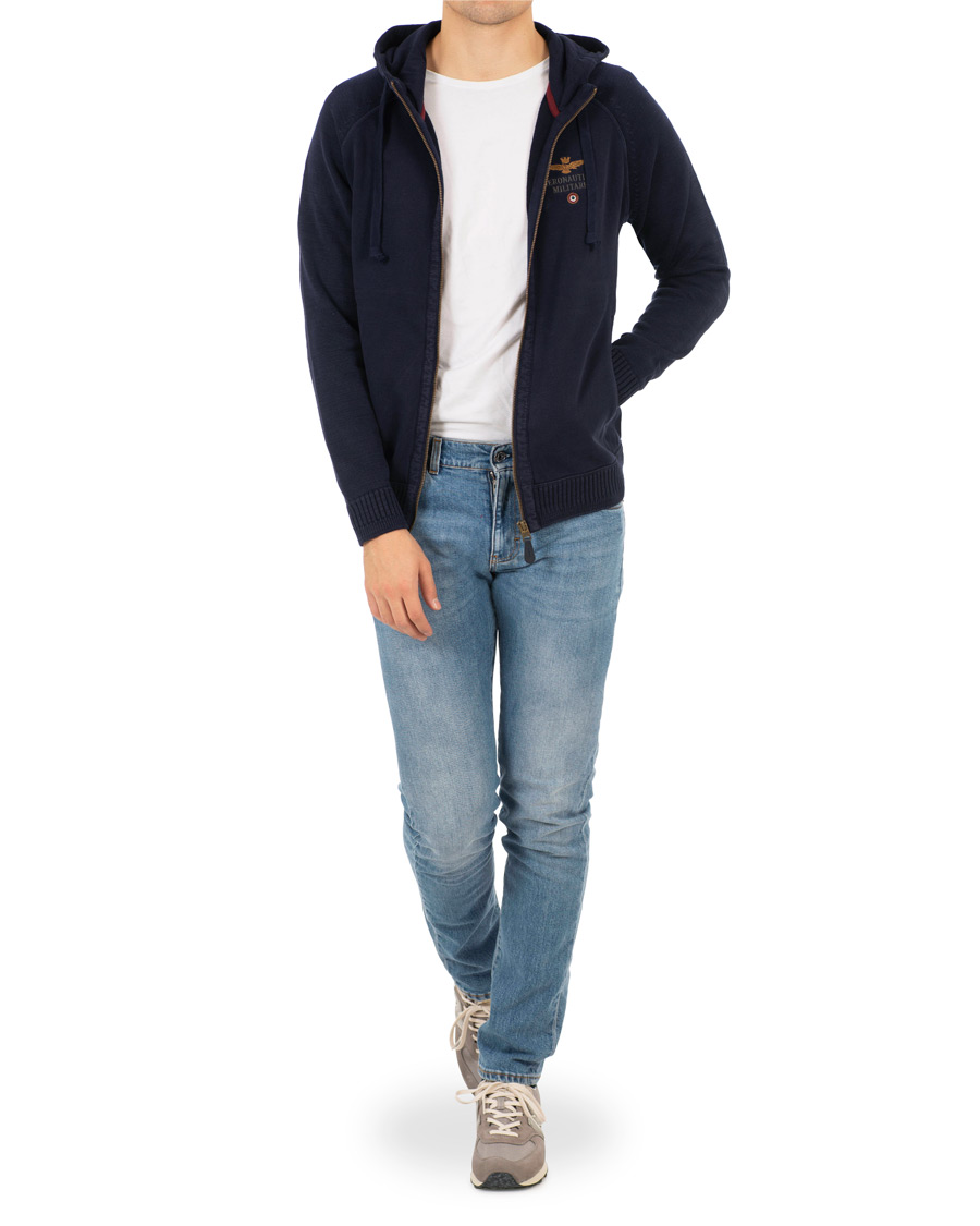 Mies | Puserot | Aeronautica Militare | AF348 Full Zip Hoodie Navy