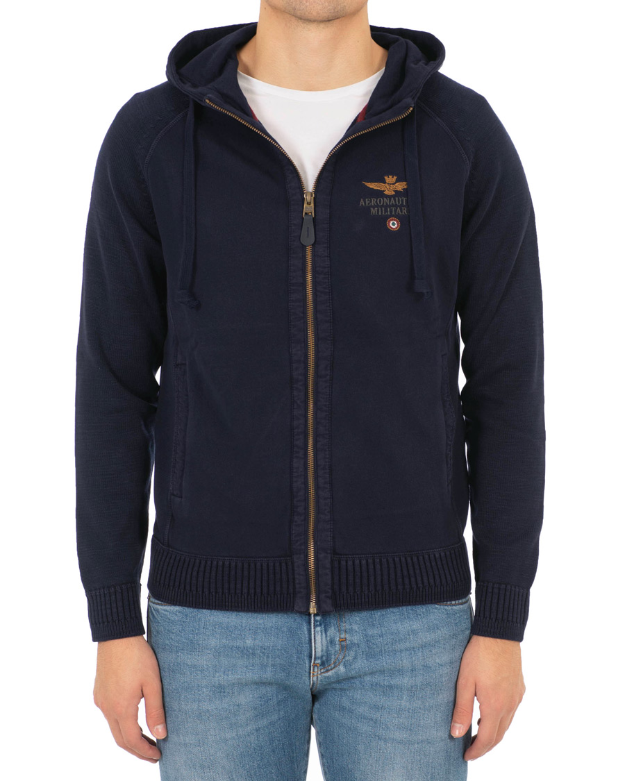 Mies | Puserot | Aeronautica Militare | AF348 Full Zip Hoodie Navy