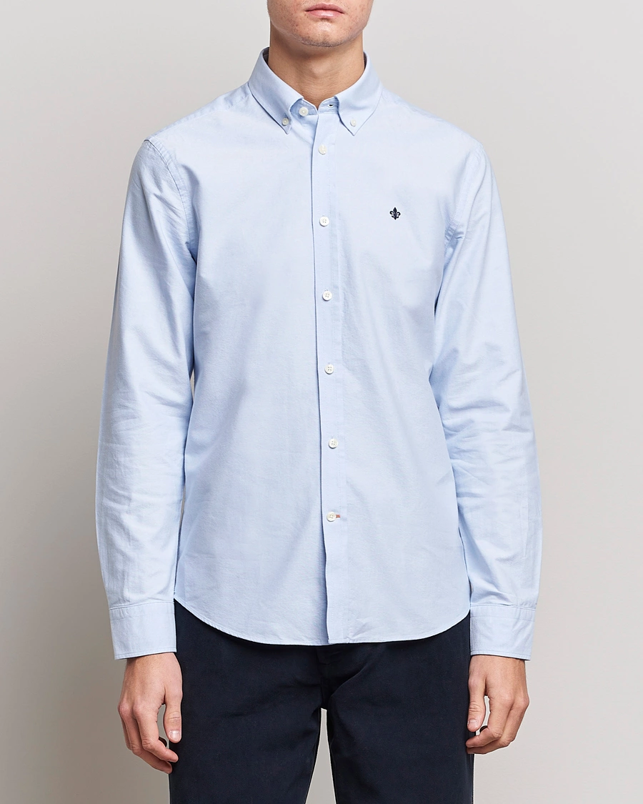 Mies | Kauluspaidat | Morris | Oxford Button Down Cotton Shirt Light Blue