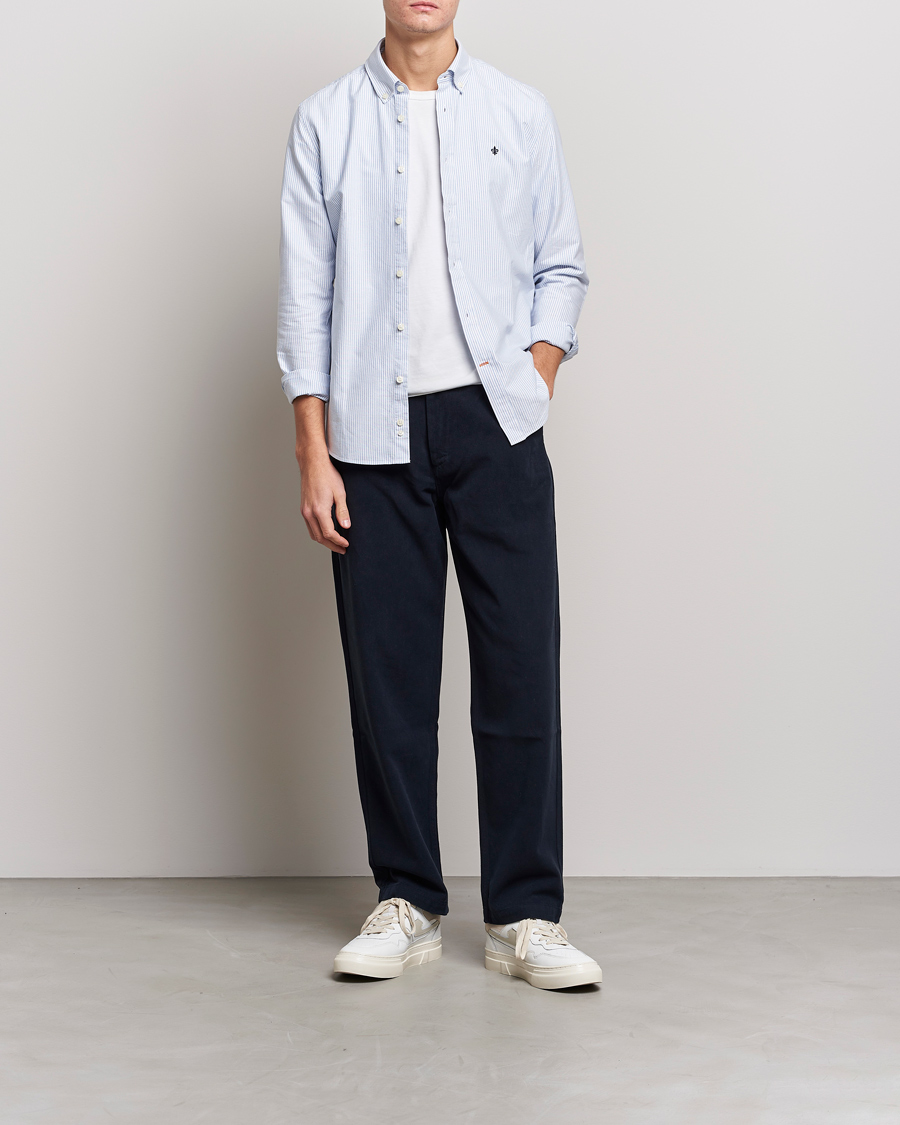 Mies |  | Morris | Oxford Striped Button Down Cotton Shirt Light Blue