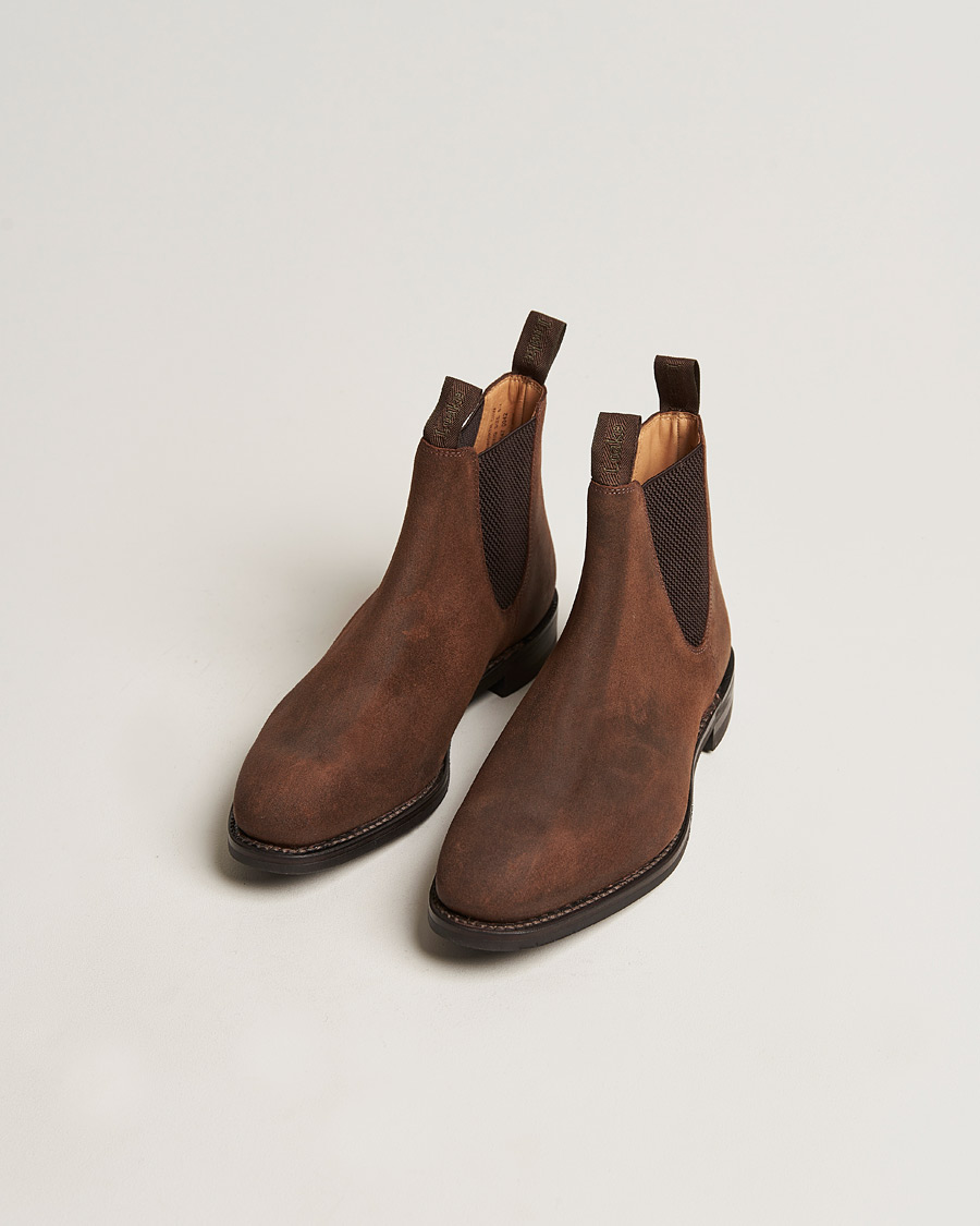 Mies | Käsintehdyt kengät | Loake 1880 | Chatsworth Chelsea Boot Brown Waxed Suede