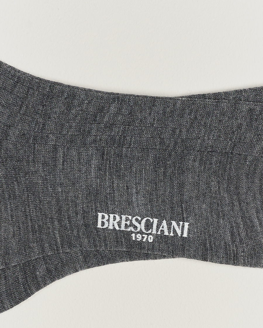 Mies | Alusvaatteet | Bresciani | Wool/Nylon Ribbed Short Socks Medium Grey