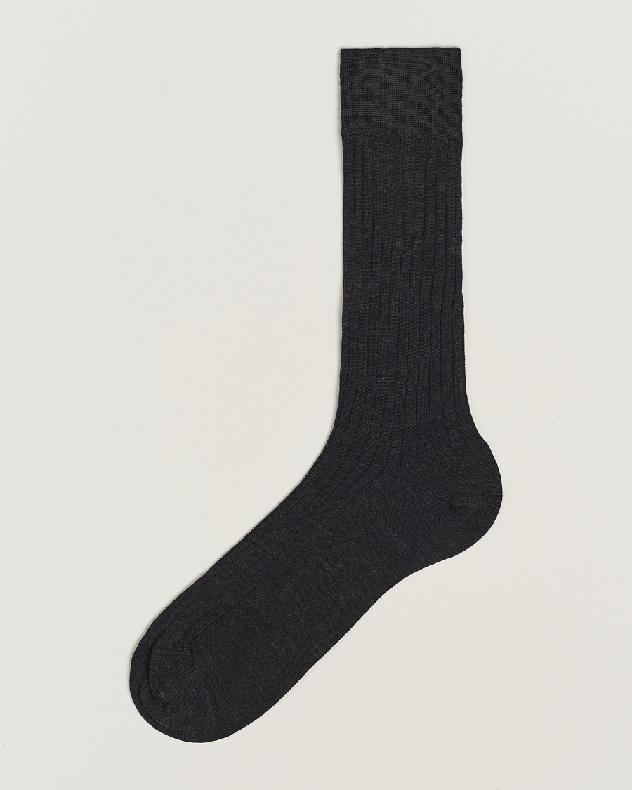 Mies | Alusvaatteet | Bresciani | Wool/Nylon Ribbed Short Socks Anthracite