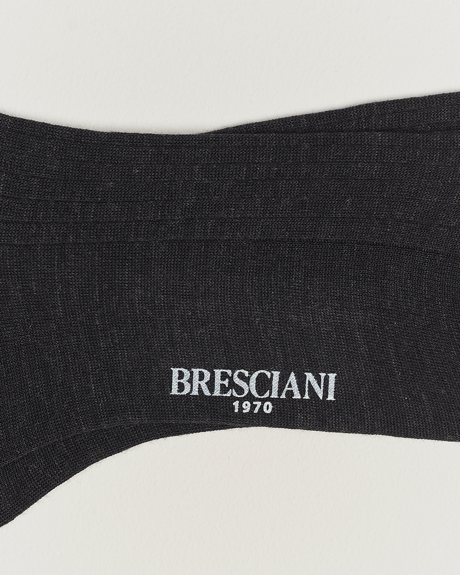 Mies | Merinovillasukat | Bresciani | Wool/Nylon Ribbed Short Socks Anthracite