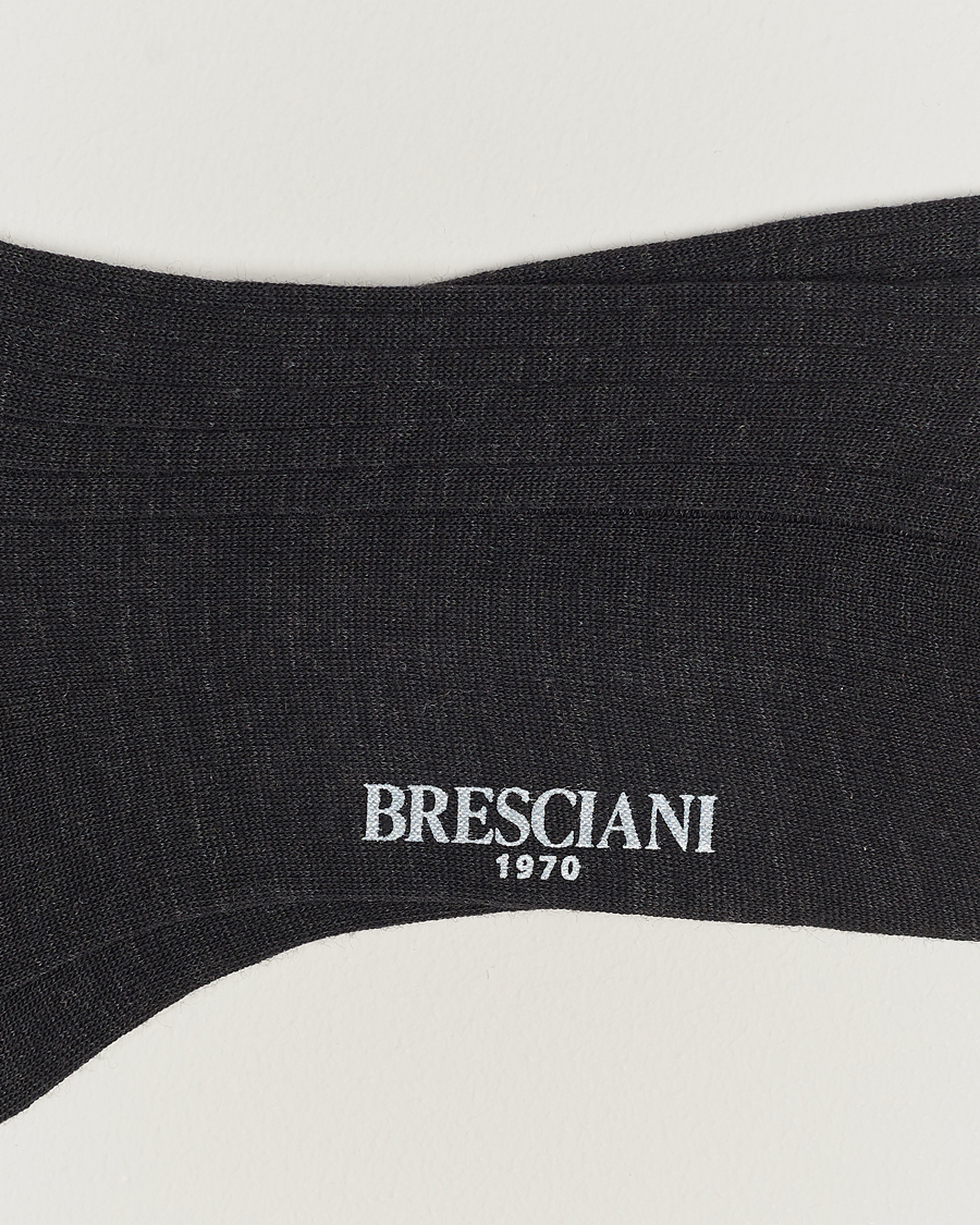 Mies | Alusvaatteet | Bresciani | Wool/Nylon Ribbed Short Socks Anthracite