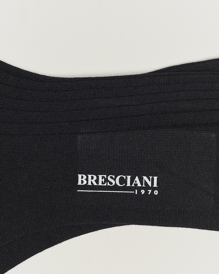 Mies | Alusvaatteet | Bresciani | Wool/Nylon Ribbed Short Socks Black