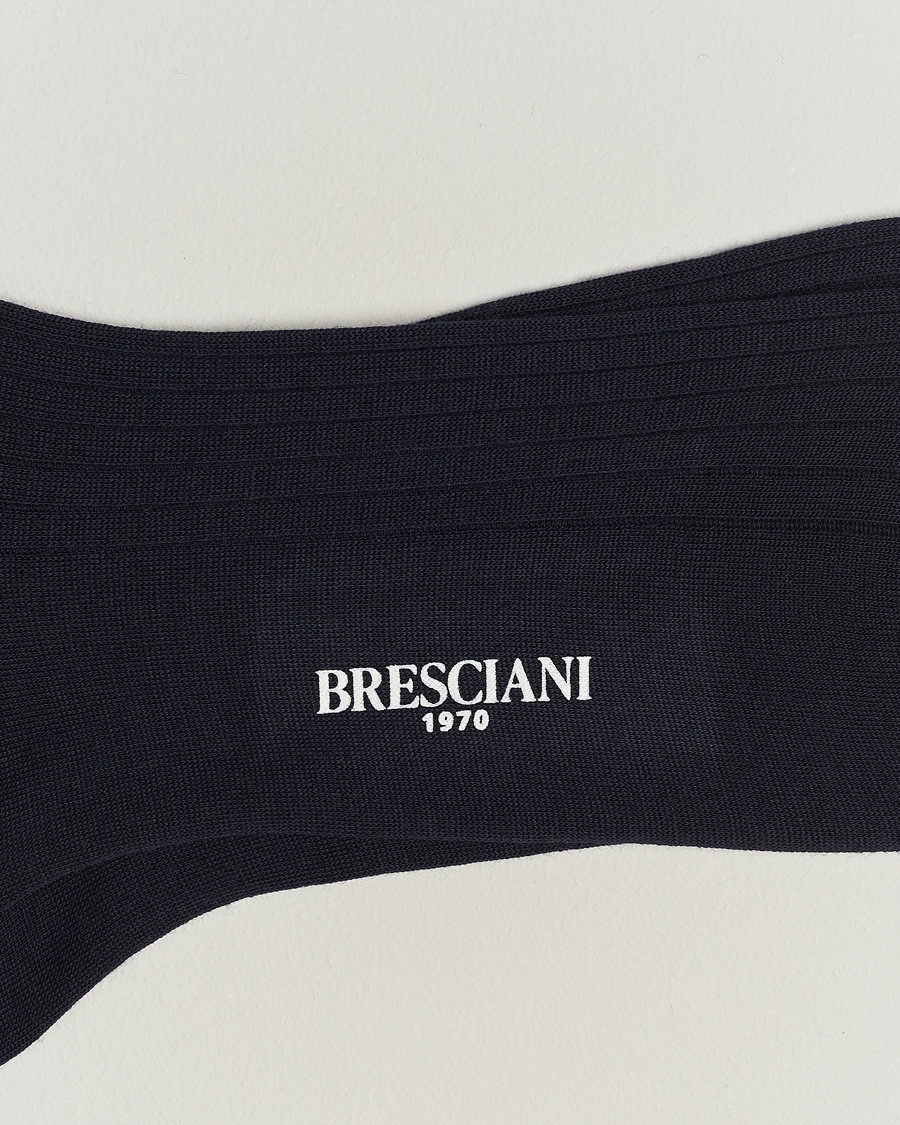 Mies | Alusvaatteet | Bresciani | Wool/Nylon Ribbed Short Socks Navy