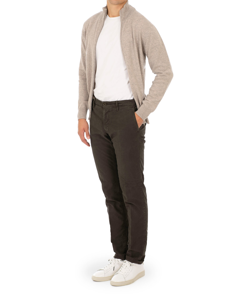 Mies | Puserot | Soft Goat | Cashmere Full-zip Light Taupe