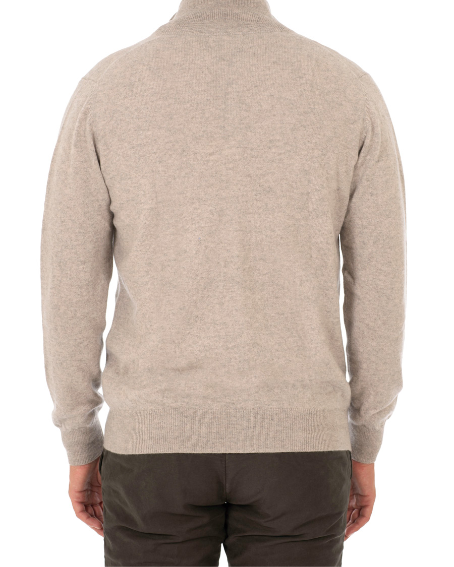 Mies | Puserot | Soft Goat | Cashmere Full-zip Light Taupe
