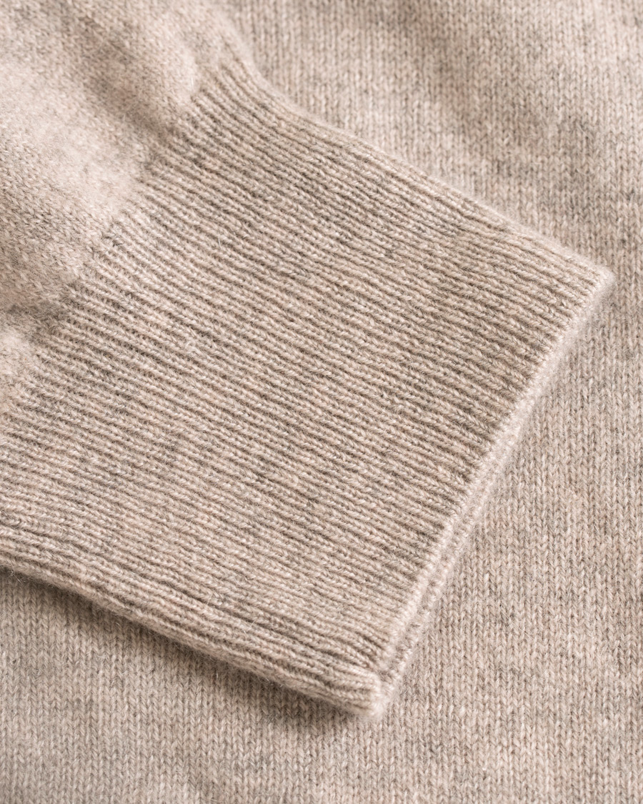 Mies | Puserot | Soft Goat | Cashmere Full-zip Light Taupe