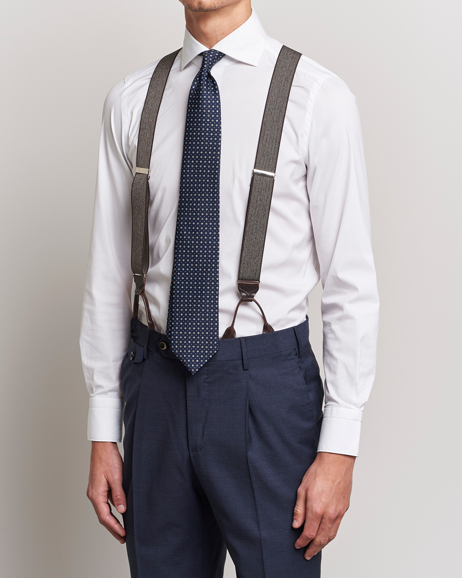 Mies | Albert Thurston Elastic Herringbone Braces 35mm Brown | Albert Thurston | Elastic Herringbone Braces 35mm Brown